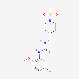 molecular formula C15H22ClN3O4S B2805337 1-(5-氯-2-甲氧基苯基)-3-((1-(甲磺酰基)哌啶-4-基)甲基)脲 CAS No. 1286720-20-4