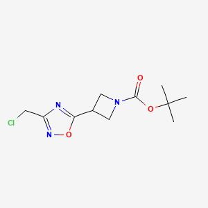 molecular formula C11H16ClN3O3 B2805342 Tert-butyl 3-[3-(chloromethyl)-1,2,4-oxadiazol-5-yl]azetidine-1-carboxylate CAS No. 2413867-97-5