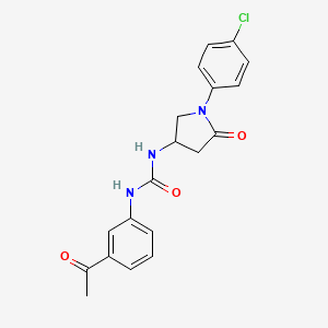 molecular formula C19H18ClN3O3 B2805344 1-(3-Acetylphenyl)-3-[1-(4-chlorophenyl)-5-oxopyrrolidin-3-yl]urea CAS No. 891110-49-9