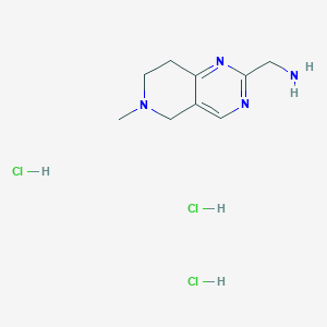molecular formula C9H17Cl3N4 B2805353 [(6-Methyl-5,6,7,8-tetrahydropyrido[4,3-d]pyrimidin-2-yl)methyl]amine trihydrochloride CAS No. 2169997-56-0
