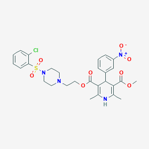 3-(2-{4-[(2-Chlorophenyl)sulfonyl]-1-piperazinyl}ethyl) 5-methyl 4-{3-nitrophenyl}-2,6-dimethyl-1,4-dihydro-3,5-pyridinedicarboxylate