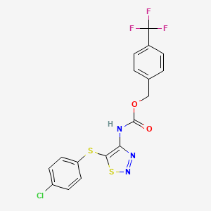 molecular formula C17H11ClF3N3O2S2 B2805371 [4-(trifluoromethyl)phenyl]methyl N-[5-(4-chlorophenyl)sulfanylthiadiazol-4-yl]carbamate CAS No. 400074-51-3