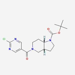 molecular formula C17H23ClN4O3 B2805378 Tert-butyl (3aR,7aS)-5-(2-chloropyrimidine-5-carbonyl)-3,3a,4,6,7,7a-hexahydro-2H-pyrrolo[3,2-c]pyridine-1-carboxylate CAS No. 2402789-86-8