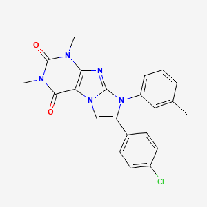 molecular formula C22H18ClN5O2 B2805381 7-(4-chlorophenyl)-1,3-dimethyl-8-(3-methylphenyl)-1H-imidazo[2,1-f]purine-2,4(3H,8H)-dione CAS No. 375839-07-9