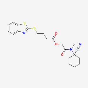 molecular formula C21H25N3O3S2 B2805393 [2-[(1-Cyanocyclohexyl)-methylamino]-2-oxoethyl] 4-(1,3-benzothiazol-2-ylsulfanyl)butanoate CAS No. 940851-19-4