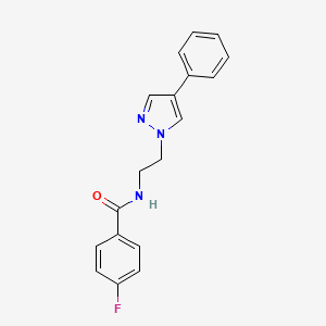 molecular formula C18H16FN3O B2805398 4-fluoro-N-(2-(4-phenyl-1H-pyrazol-1-yl)ethyl)benzamide CAS No. 2034377-01-8