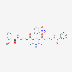 3-{2-[(2-Hydroxybenzoyl)amino]ethyl} 5-{2-[(3-pyridinylcarbonyl)amino]ethyl} 4-{2-nitrophenyl}-2,6-dimethyl-1,4-dihydro-3,5-pyridinedicarboxylate