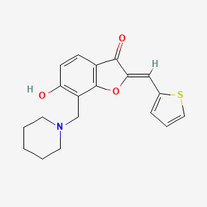 molecular formula C19H19NO3S B2805405 (Z)-6-hydroxy-7-(piperidin-1-ylmethyl)-2-(thiophen-2-ylmethylene)benzofuran-3(2H)-one CAS No. 899404-93-4