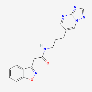 molecular formula C17H16N6O2 B2805408 N-(3-([1,2,4]triazolo[1,5-a]pyrimidin-6-yl)propyl)-2-(benzo[d]isoxazol-3-yl)acetamide CAS No. 2034525-16-9