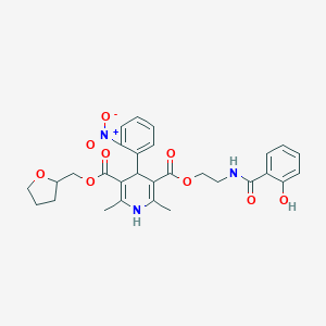 3-{2-[(2-Hydroxybenzoyl)amino]ethyl} 5-(tetrahydro-2-furanylmethyl) 4-{2-nitrophenyl}-2,6-dimethyl-1,4-dihydro-3,5-pyridinedicarboxylate