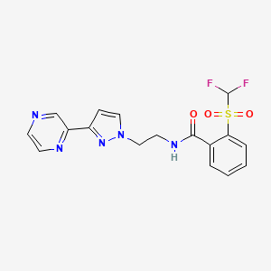 2-((difluoromethyl)sulfonyl)-N-(2-(3-(pyrazin-2-yl)-1H-pyrazol-1-yl)ethyl)benzamide