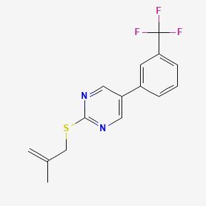 molecular formula C15H13F3N2S B2805411 2-[(2-甲基-2-丙烯基)硫代]-5-[3-(三氟甲基)苯基]嘧啶 CAS No. 339101-91-6