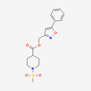 molecular formula C17H20N2O5S B2805415 (5-苯基异噁唑-3-基)甲基 1-(甲磺酰基)哌啶-4-羧酸酯 CAS No. 938820-83-8