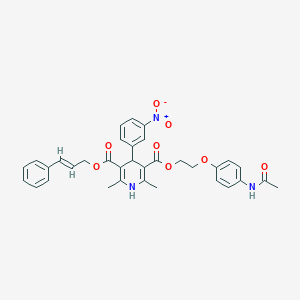 3-{2-[4-(Acetylamino)phenoxy]ethyl} 5-cinnamyl 4-{3-nitrophenyl}-2,6-dimethyl-1,4-dihydro-3,5-pyridinedicarboxylate