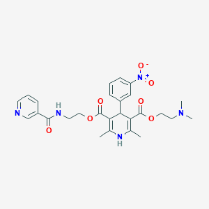 molecular formula C27H31N5O7 B280543 5-O-[2-(dimethylamino)ethyl] 3-O-[2-(pyridine-3-carbonylamino)ethyl] 2,6-dimethyl-4-(3-nitrophenyl)-1,4-dihydropyridine-3,5-dicarboxylate 