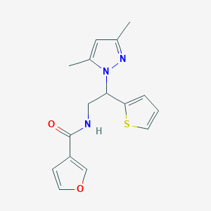 molecular formula C16H17N3O2S B2805430 N-(2-(3,5-二甲基-1H-吡唑-1-基)-2-(噻吩-2-基)乙基)呋喃-3-甲酰胺 CAS No. 2034342-92-0