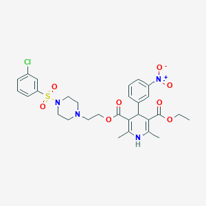 3-(2-{4-[(3-Chlorophenyl)sulfonyl]-1-piperazinyl}ethyl) 5-ethyl 4-{3-nitrophenyl}-2,6-dimethyl-1,4-dihydro-3,5-pyridinedicarboxylate