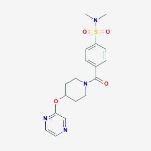 molecular formula C18H22N4O4S B2805465 N,N-dimethyl-4-(4-(pyrazin-2-yloxy)piperidine-1-carbonyl)benzenesulfonamide CAS No. 1421493-27-7
