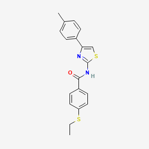 molecular formula C19H18N2OS2 B2805477 4-(乙硫基)-N-(4-(对甲苯基)噻唑-2-基)苯甲酰胺 CAS No. 922571-22-0