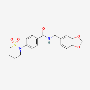 molecular formula C19H20N2O5S B2805478 N-(1,3-benzodioxol-5-ylmethyl)-4-(1,1-dioxothiazinan-2-yl)benzamide CAS No. 899952-82-0