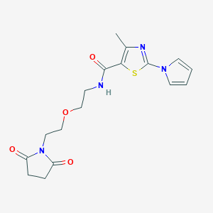 molecular formula C17H20N4O4S B2805482 N-(2-(2-(2,5-二氧代吡咯烷-1-基)乙氧基)乙基)-4-甲基-2-(1H-吡咯-1-基)噻唑-5-甲酰胺 CAS No. 2210053-79-3