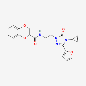 N-(2-(4-cyclopropyl-3-(furan-2-yl)-5-oxo-4,5-dihydro-1H-1,2,4-triazol-1-yl)ethyl)-2,3-dihydrobenzo[b][1,4]dioxine-2-carboxamide