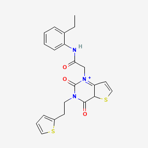 molecular formula C22H21N3O3S2 B2805516 2-{2,4-dioxo-3-[2-(thiophen-2-yl)ethyl]-1H,2H,3H,4H-thieno[3,2-d]pyrimidin-1-yl}-N-(2-ethylphenyl)acetamide CAS No. 1261011-05-5