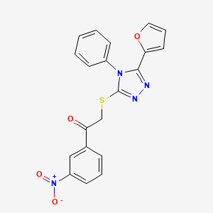 molecular formula C20H14N4O4S B2805517 2-((5-(furan-2-yl)-4-phenyl-4H-1,2,4-triazol-3-yl)thio)-1-(3-nitrophenyl)ethanone CAS No. 326007-86-7