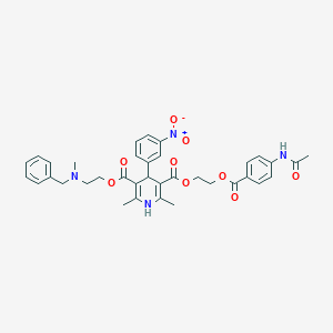 5-O-[2-(4-acetamidobenzoyl)oxyethyl] 3-O-[2-[benzyl(methyl)amino]ethyl] 2,6-dimethyl-4-(3-nitrophenyl)-1,4-dihydropyridine-3,5-dicarboxylate