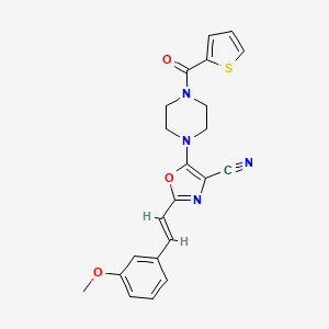 (E)-2-(3-methoxystyryl)-5-(4-(thiophene-2-carbonyl)piperazin-1-yl)oxazole-4-carbonitrile