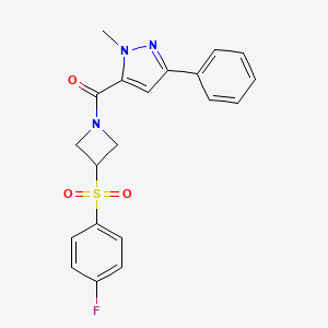 (3-((4-fluorophenyl)sulfonyl)azetidin-1-yl)(1-methyl-3-phenyl-1H-pyrazol-5-yl)methanone