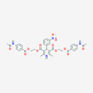 molecular formula C37H36N4O12 B280554 Bis(2-{[4-(acetylamino)benzoyl]oxy}ethyl) 4-{3-nitrophenyl}-2,6-dimethyl-1,4-dihydro-3,5-pyridinedicarboxylate 