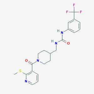 molecular formula C21H23F3N4O2S B2805544 1-((1-(2-(Methylthio)nicotinoyl)piperidin-4-yl)methyl)-3-(3-(trifluoromethyl)phenyl)urea CAS No. 1234808-37-7