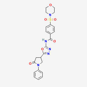 molecular formula C23H23N5O6S B2805549 4-(morpholinosulfonyl)-N-(5-(5-oxo-1-phenylpyrrolidin-3-yl)-1,3,4-oxadiazol-2-yl)benzamide CAS No. 1286712-65-9
