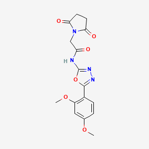 molecular formula C16H16N4O6 B2805557 N-(5-(2,4-dimethoxyphenyl)-1,3,4-oxadiazol-2-yl)-2-(2,5-dioxopyrrolidin-1-yl)acetamide CAS No. 921123-53-7