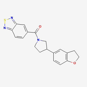 molecular formula C19H17N3O2S B2805558 5-[3-(2,3-Dihydro-1-benzofuran-5-yl)pyrrolidine-1-carbonyl]-2,1,3-benzothiadiazole CAS No. 2097883-21-9