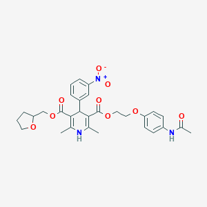 molecular formula C30H33N3O9 B280556 3-{2-[4-(Acetylamino)phenoxy]ethyl} 5-(tetrahydro-2-furanylmethyl) 4-{3-nitrophenyl}-2,6-dimethyl-1,4-dihydro-3,5-pyridinedicarboxylate 