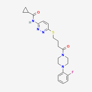 molecular formula C22H26FN5O2S B2805560 N-(6-((4-(4-(2-氟苯基)哌嗪-1-基)-4-氧代丁基)硫代吡啶-3-基)环丙基甲酰胺 CAS No. 1105248-72-3