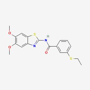 molecular formula C18H18N2O3S2 B2805561 N-(5,6-二甲氧基苯并[d]噻唑-2-基)-3-(乙硫基)苯甲酰胺 CAS No. 886914-30-3