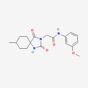 molecular formula C18H23N3O4 B2805580 N-(3-甲氧基苯基)-2-(8-甲基-2,4-二氧代-1,3-二氮杂螺[4.5]癸-3-基)乙酰胺 CAS No. 730946-81-3