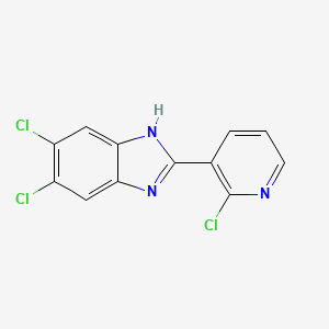 molecular formula C12H6Cl3N3 B2805599 5,6-dichloro-2-(2-chloro-3-pyridinyl)-1H-1,3-benzimidazole CAS No. 337920-55-5
