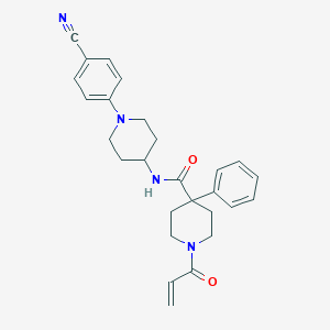 molecular formula C27H30N4O2 B2805606 N-[1-(4-Cyanophenyl)piperidin-4-yl]-4-phenyl-1-prop-2-enoylpiperidine-4-carboxamide CAS No. 2361757-04-0