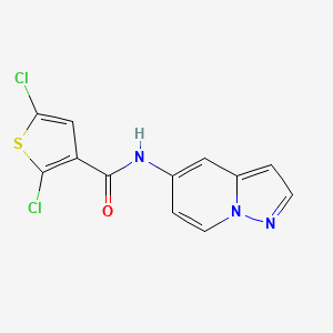 molecular formula C12H7Cl2N3OS B2805623 2,5-dichloro-N-(pyrazolo[1,5-a]pyridin-5-yl)thiophene-3-carboxamide CAS No. 2034487-11-9