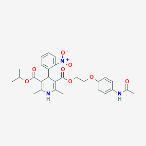 molecular formula C28H31N3O8 B280563 3-{2-[4-(Acetylamino)phenoxy]ethyl} 5-isopropyl 4-{2-nitrophenyl}-2,6-dimethyl-1,4-dihydro-3,5-pyridinedicarboxylate 