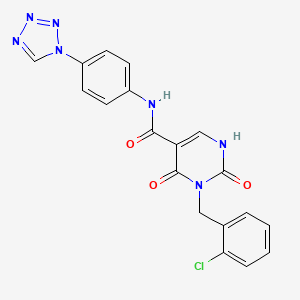 molecular formula C19H14ClN7O3 B2805630 N-(4-(1H-tetrazol-1-yl)phenyl)-3-(2-chlorobenzyl)-2,4-dioxo-1,2,3,4-tetrahydropyrimidine-5-carboxamide CAS No. 1396674-67-1