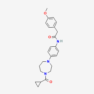 molecular formula C24H29N3O3 B2805667 N-(4-(4-(cyclopropanecarbonyl)-1,4-diazepan-1-yl)phenyl)-2-(4-methoxyphenyl)acetamide CAS No. 1206996-02-2