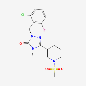 molecular formula C16H20ClFN4O3S B2805689 1-(2-氯-6-氟苄基)-4-甲基-3-(1-(甲磺基)哌啶-3-基)-1H-1,2,4-三唑-5(4H)-酮 CAS No. 1105249-69-1