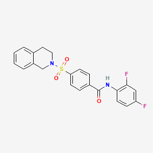 molecular formula C22H18F2N2O3S B2805692 N-(2,4-二氟苯基)-4-(3,4-二氢-1H-异喹啉-2-基磺酰)苯甲酰胺 CAS No. 391876-70-3