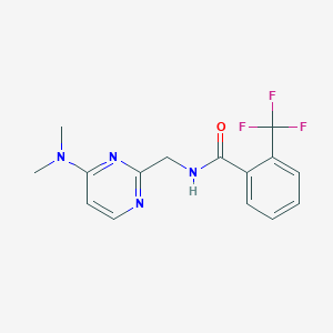 molecular formula C15H15F3N4O B2805702 N-((4-(二甲基氨基)嘧啶-2-基)甲基)-2-(三氟甲基)苯甲酰胺 CAS No. 1797812-16-8