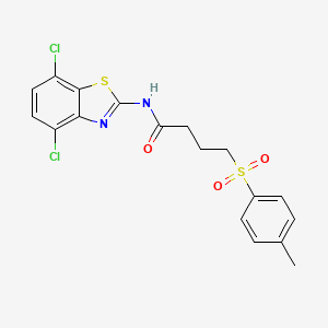 molecular formula C18H16Cl2N2O3S2 B2805712 N-(4,7-dichlorobenzo[d]thiazol-2-yl)-4-tosylbutanamide CAS No. 941967-51-7